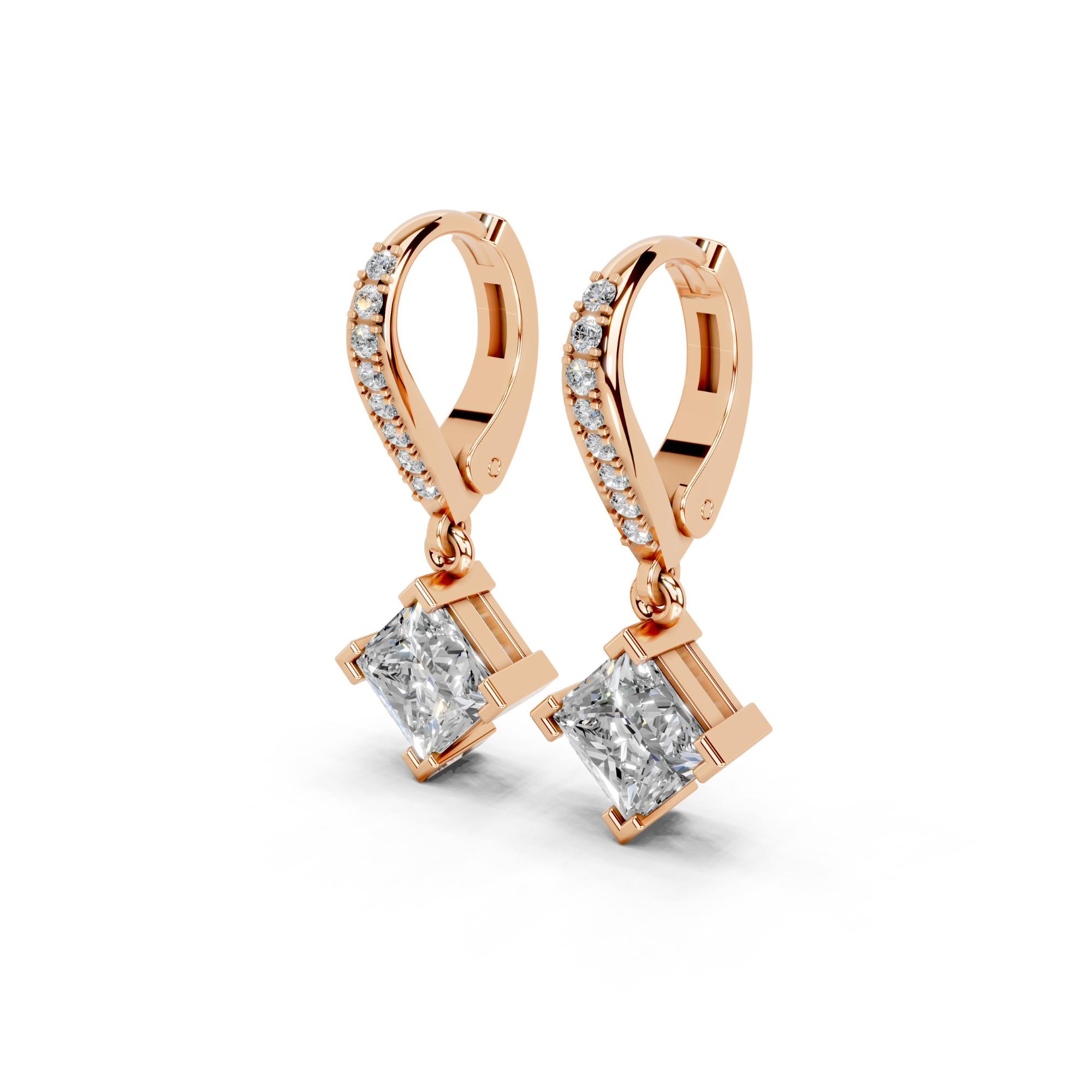 2.2 Carat Princess Cut Solitaire Drops